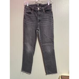 PAIGE Gray Cropped Straight Leg Jeans Size 28 Raw Hem High Rise